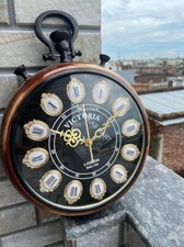 Grande horloge murale analogique blanche à numéro romain ronde en bois et ver...