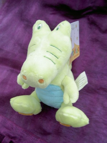 Doudou crocodile vert orange - doudou,