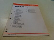 Tronçonneuse STIHL 020 T  020  Liste des Pièces de Rechange  1999