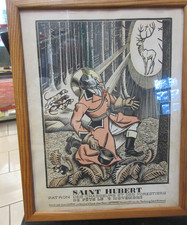 Affiche Saint Hubert, patron des chasseurs et des forestiers , J. Chièze, 1940.