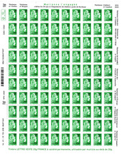  FEUILLE DE 100 TIMBRES LETTRE