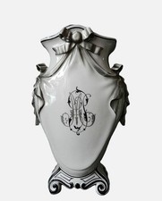 Superbe Vase Ancien en Porcelaine Fine Paris Circa 1900 * Chiffré MP * 29 cm
