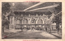 Carte postale ancienne AUBE TROYES la gare aquarelle de J. Barnoin écrite 1918