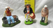 Santons Provençaux Crèche Provençale, Tambourinaire, meunier et joueur de boules