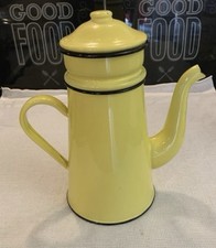 Ancienne Cafetière Jaune en émail , En Trés Bon État voir même état exceptionnel