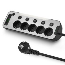 Multiprise avec Interrupteur Individuel, Prise Multiple Murale 5 Prises, Mult...