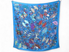 NEUF CHALE HERMES FLEURS ET PAPILLONS DE TISSUS 140 CACHEMIRE & SOIE SHAWL 1260€