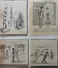 4 DESSINS ISSUS DE PRESSE D'EPOQUE  PAR  PEYNET  ANNEES 50/60   M 1373