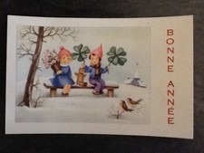 CP  ILLUSTREE BONNE ANNEE ENFANTS BONNET TREFLES ROSES NOUNOURS BANC - 30333