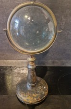 LOUPE ANCIENNE XIXÈME SUR PIED FONTE CABINET DE CURIOSITÉ 