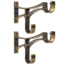 Ancien support de rideau double finition laiton 1" adapté pour porte tringle ...