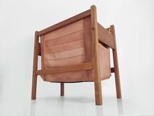 Porte-magazines danois du milieu du siècle en bois de rose et en cuir