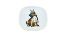 Porcelaine Limoges petite coupelle blanche motif chiot boxer 7,5x7,5 cm env