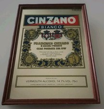 ** Vintage ** Ancien Miroir Publicitaire de Bar CINZANO BIANCO -  22,5x32,5 cm 