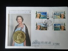 Îles Turques-et-Caïques FDC Enveloppe la reine Elizabeth II, 1952-1992 Oblitéré