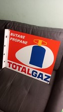 Grande Plaque Total Gaz Métal Émail Ancienne Double Face