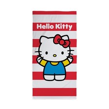 Hello Kitty Plage Coton Serviette Bain 140 x 70cm Doux Coquin Chat Rouge Enfants