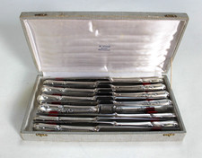 12 couteaux anciens en métal argenté lames INOX NOGENT