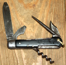 Couteau Ancien multifonctions Tarry Levigne 5 Pieces Avec Bélière Manche Corne ?