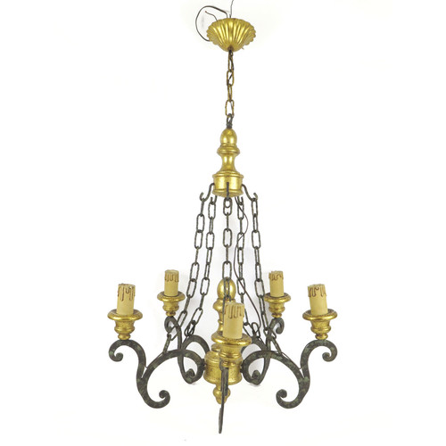 Lustre ancienne bois doré - bois,