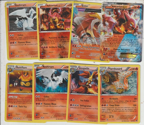 Lot cartes pokemon feu fr - x8,