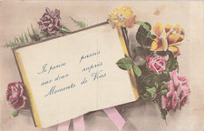 CP LIVRE OUVERT ROSES FLEURS -