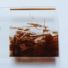 VIETNAM ; CEYLAN ? , Bateau à roues sur le ? , photo stéréo plaque de verre
