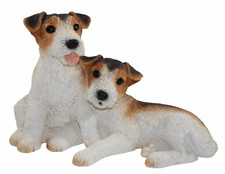 Figurine Décorative Deux Fox Terrier Chiot Chien Collection Castagna En Résine H