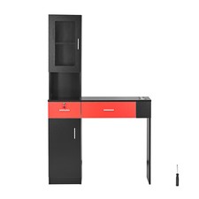 VEVOR Meuble de salon de coiffure montage mural pour coiffeur SPA noir et rouge