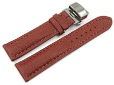 Bracelet montre Boucle papillon marron cuir cerf rembourré très souple 18mm 20mm
