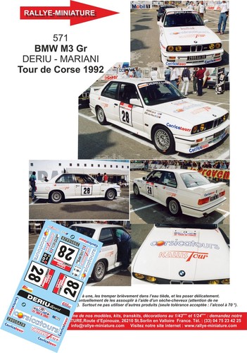 Decals ref 0571 bmw m3 - 1/43,