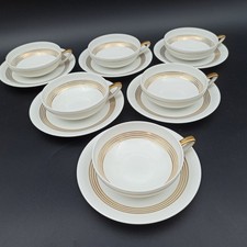 LIMOGES BERNARDAUD - 6 TASSES À THÉ / CAFÉ EN PORCELAINE Art Déco 