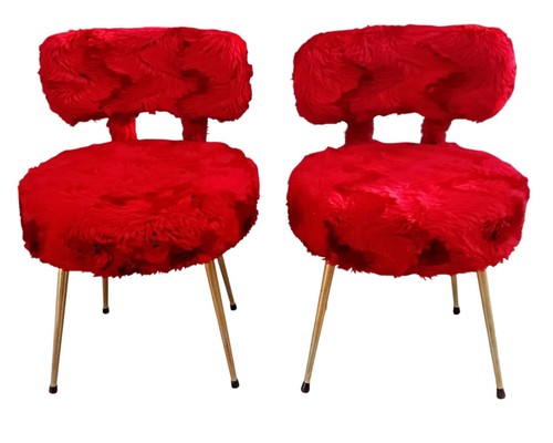 Paire chaise moumoute rouge - paire,