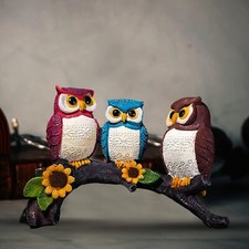Belle statue décorative en résine de famille de hiboux pour décoration intéri...
