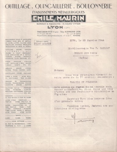 Lyon lettre emile maurin - lettre,