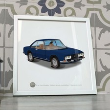 Poster Peugeot 504 coupé bleu