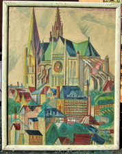 DESNOYER FRANCOIS  1894 - 1972 ANCIENNE LITHO 55 X 44  CATHEDRALE DE CHARTRES