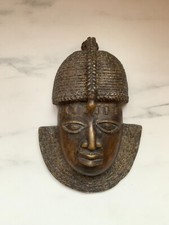 Art Ancien Masque Africain en Bronze, Bénin, 22cm x 15 cm, 1kg