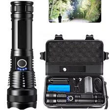 Lampe Torche LED Ultra Puissante tactique Lampe de Poche Rechargeable Torche FR