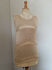BY JACOBS : SUPERBE  PULL TUNIQUE EN MAILLE AJOURÉE BEIGE PRINTEMPS ÉTÉ QUALITÉ 