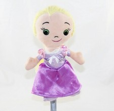 Poupée peluche Raiponce DISNEYPARKS robe mauve cheveux laine 23 cm (VI-21087)