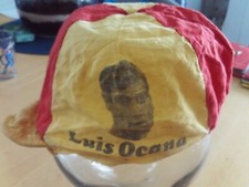 1970 LUIS OCANA ESPAGNE CASQUETTE D'ORIGINE AVEC PORTRAIT SUR TISSU  CYCLISME