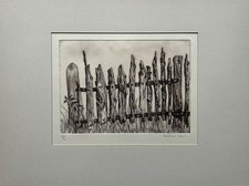 Estampe Ancien Clôture En