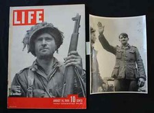 PRESS PHOTO GERMAN POW NORMANDY 1944 + LIFE MAGAZINE 14 AUGUST 1944 KELSO HORNE!