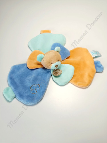 Doudou ours beige bleu clair - doudou,