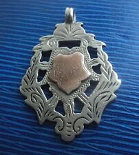 Médaillon En Argent Sterling Et Or / Montre Fob H/M 1914 Birmingham