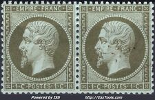 FRANCE EMPIRE 1c VERT OLIVE PAIRE N° 19 NEUF ** SANS CHARNIERE A VOIR