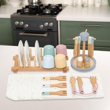 Assiettes jouets en bois, plats, tasses éducatives, vaisselle jouet en bois