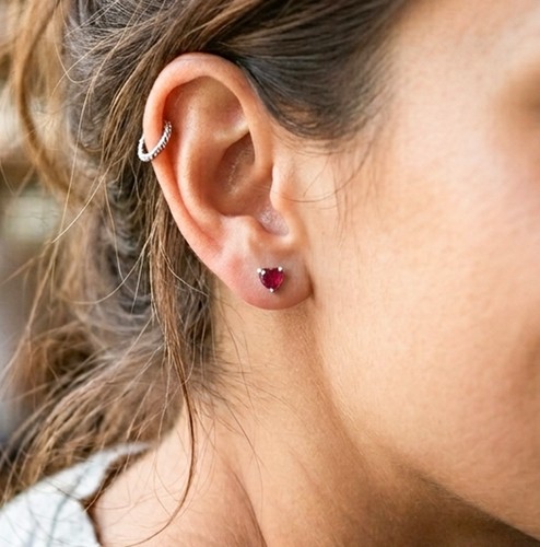 Boucles oreilles cœur rouge - boucles,