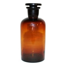 Ancien flacon de pharmacie / apothicaire en verre ambré avec bouchon 250 ml